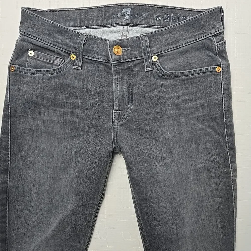7 For All Mankind Gray Denim Zipper Ankle The Skinny Jean' Size 26 (27